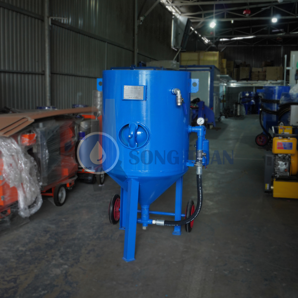 máy phun cát dạng cối 300 lít